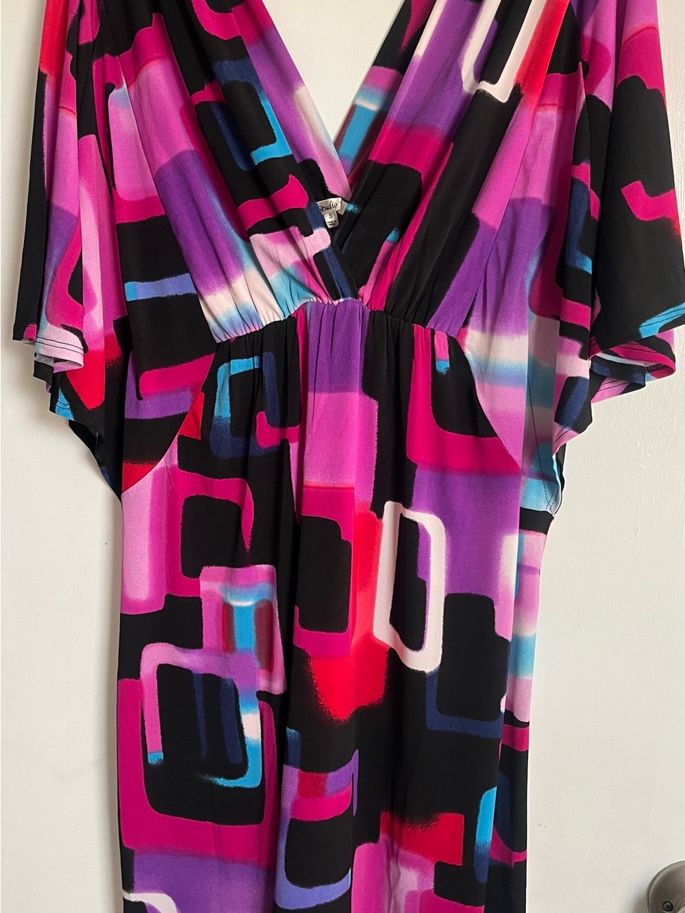 Studio Pink Black Multi-Color V-Neck Tunic